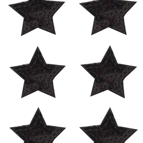 スパンコール星(ブラック)小アイロンワッペン6枚セット
