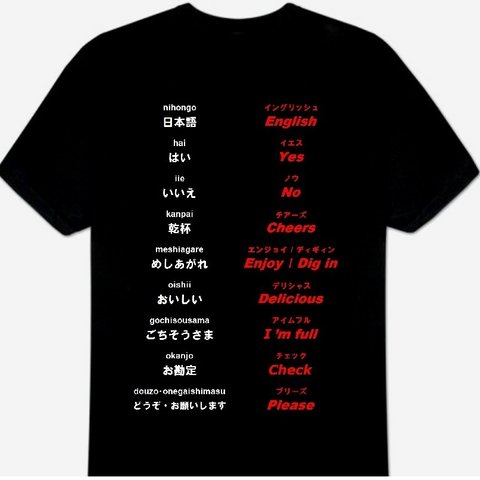 英語(食事)Ｔシャツ 新品 S・M・L・XL・2XL