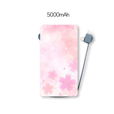 桜19 Qi対応ケーブル収納型モバイルバッテリー