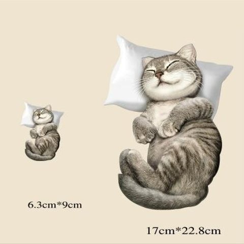 アイロン転写シート　リメイク　枕で寝る猫　大小２枚セット　ねこ　ネコ　猫