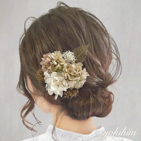 ウェディングヘッドドレス ＊ 結婚式 前撮り プリザーブドフラワー 髪飾り ヘッドパーツ ヘアアクセサリー 花嫁 新婦　ブライダル　披露宴