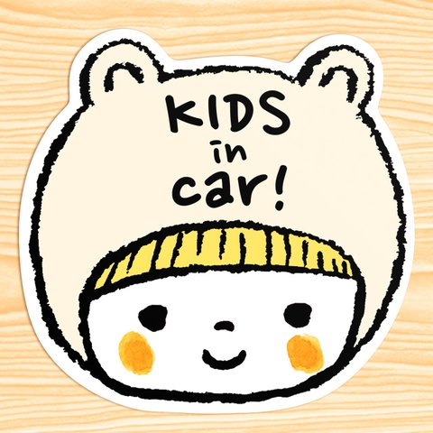 KIDS IN CAR マグネットステッカー(シロクマちゃん_k）