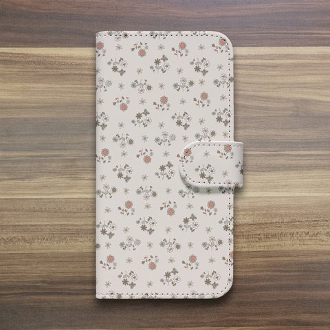 小さい花柄の手帳型iPhoneケース　　アイフォンケース　スマホケース　Android　Xperia　アンドロイド　エクスペリア