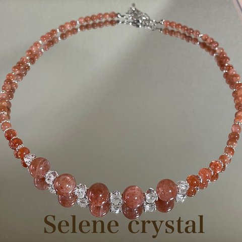 サンストーン　ネックレス　ピアス　セット　かわいい　おすすめ　Selene crystal