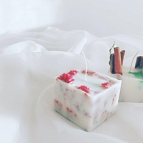 cubecandle*ボタニカルキャンドル*ソイキャンドル*ドライフラワー*スターチス*シナモンスティック*2個セット* 