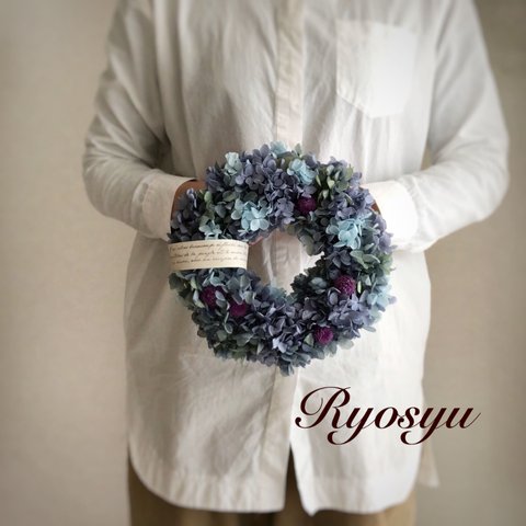 お花のリース*ブルー紫陽花•Mサイズ