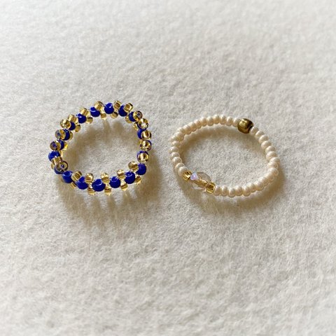 blue gold ring & gold チェコ ring set 2つで400yen 