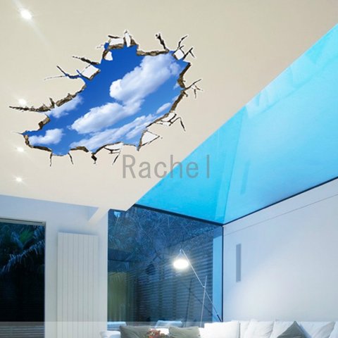 ウォールステッカーD120　青空　雲　癒し　景色　3D　模様替え　DIY　送料無料 剥がせるシール 壁シール インテリアシール デコレーションシール　アート