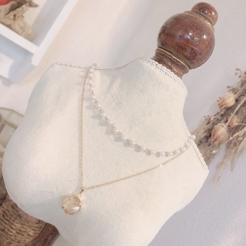 pearl･:*+. double necklace