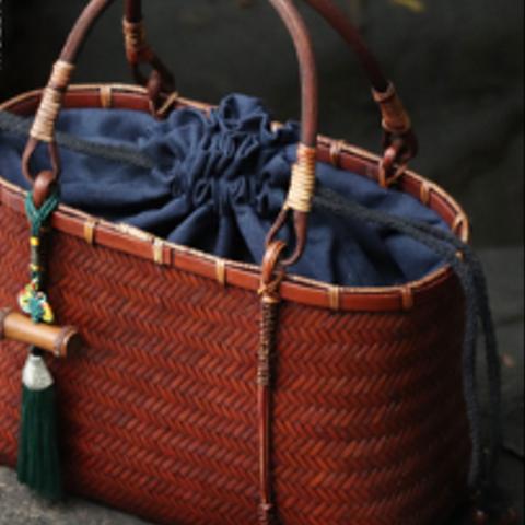職人手作り 竹編みバッグ 便攜  ハンドバッグ 