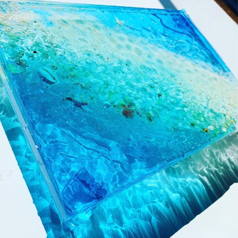 アートディスプレイトレイ  バラスしました   アクセサリートレイ 仕器 水面 波紋 海 珊瑚 沖縄