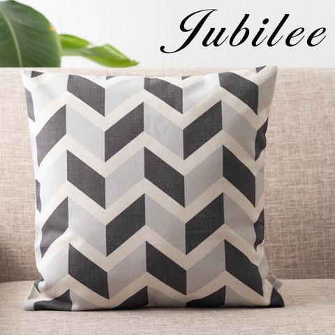 Jubilee リネンクッションカバー 北欧デザイン 45×45cm シェブロン  jubileecushionCC026w