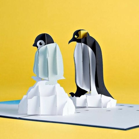 ポップアップグリーティングカード　Penguin Family