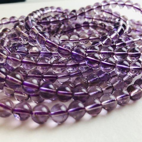 天然石バラ売り*アメジスト「花びらような薄い紫」紫色6㎜30個セット