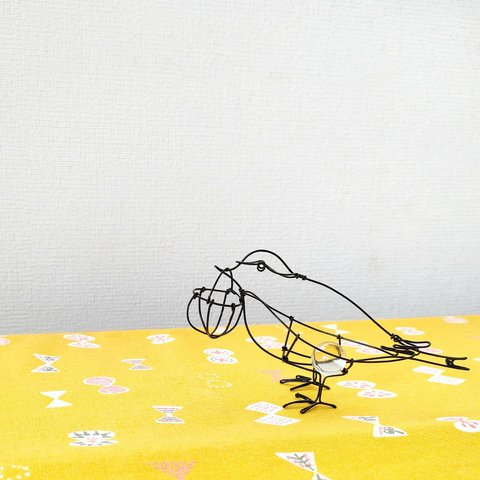小鳥とかご　ワイヤークラフト