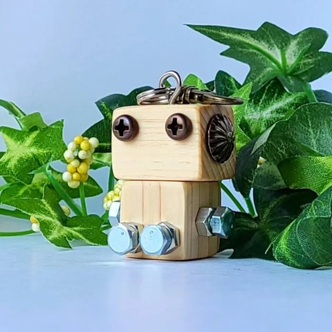 木製ロボットキーホルダー(ヒノピコブラウンリトル)