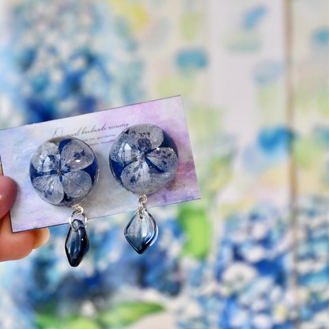 紫陽花の水たまりピアス♡イヤリング