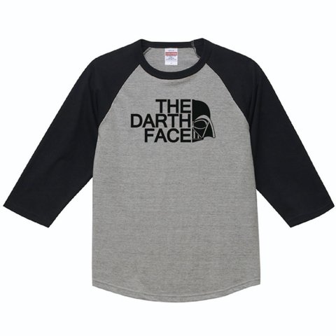 【送料無料】【新品】THE DARTH FACE ダースフェイス 七分袖 Tシャツ 長袖 パロディ おもしろ グレー メンズ サイズ プレゼント 