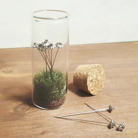 ボトルの中で咲く・お花マチ針/シルバー/１０本セット