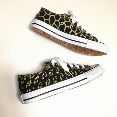 スニーカー 〈BLACK＆WHITE〉giraffe AND leopard sneakers【受注制作】