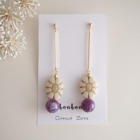 stick flowerピアス/イヤリング（purple）