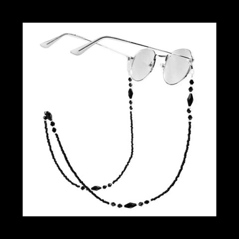 【BK_BZ@code_holder 眼鏡チェーン。】ビーズ コードフォルダー チェーン 闇 カラス ダーク ゴシック パンク ロック  病みかわいい 韓国 メガネ