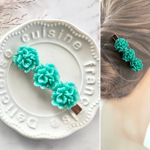 フラワー お花 ウェディング 結婚式   グリーン   髪留め ヘアクリップ  ハンドメイド