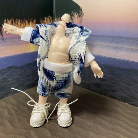 【受注生産】オビツ11  セットアップ メンズ 夏 パーカー   ドール服