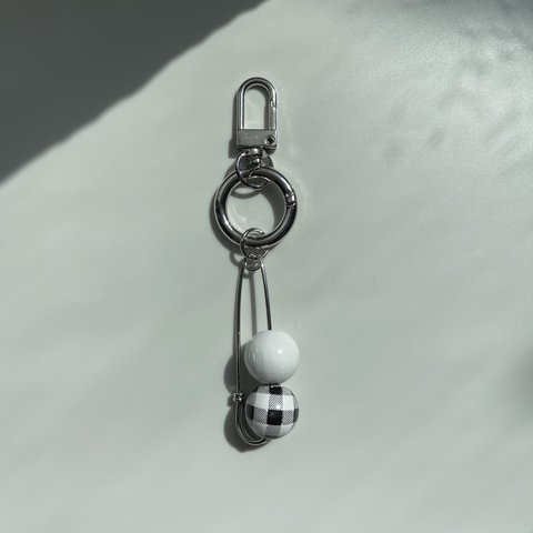 【20%off】key ring gingham check & white / キーリング ギンガムチェック & ホワイト