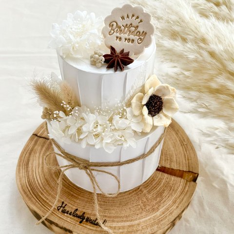 【再販】パインフラワーとホワイト紫陽花のクレイケーキ♡