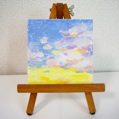 【ミニキャンバス】夕焼け『空』オイルパステル画