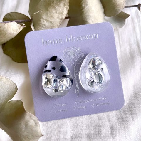 glass drop clear dalmatian Earrings