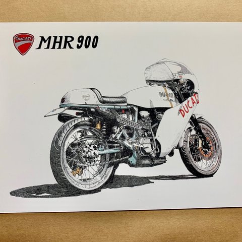 022. オートバイ 色鉛筆画  A3サイズ  DUCATI  MHK 900 Mortorcycle 