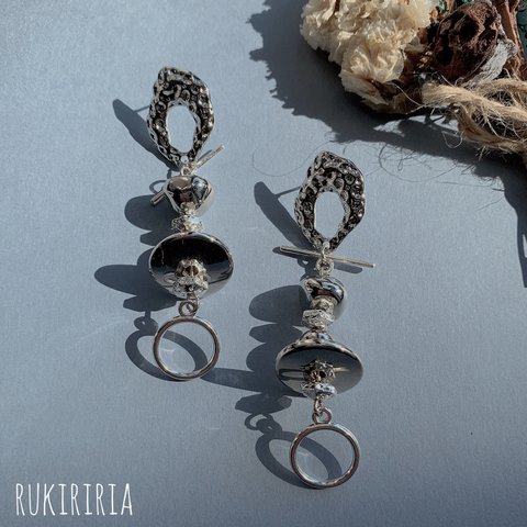 RUKIRIRIA #657 チタンピアスのみ シルバーチタンピアス  大ぶりピアス 