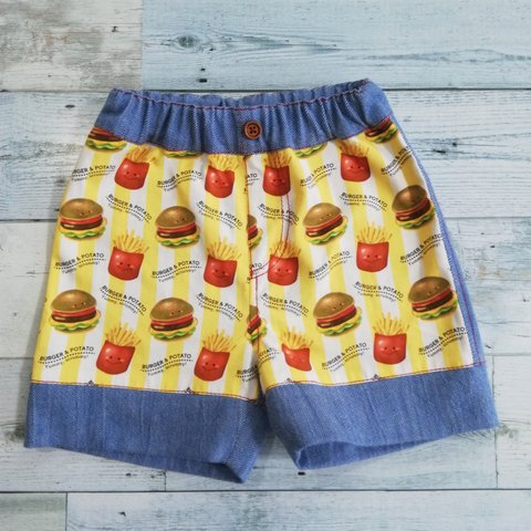 ハーフパンツ ハンバーガーとポテト 100センチ