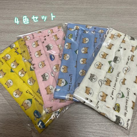 送料無料！マスク☆ハンドメイド・柴犬フェイス☆全4点セット♪