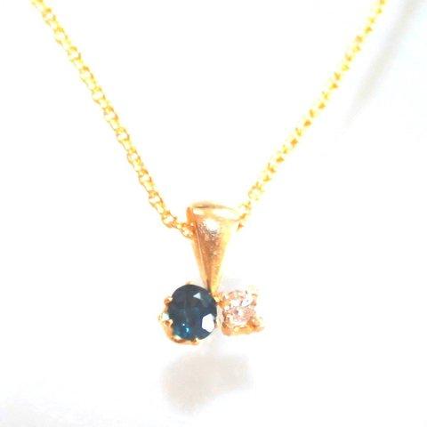 k10 + k18gp Blue Sapphire & Diamond Necklace