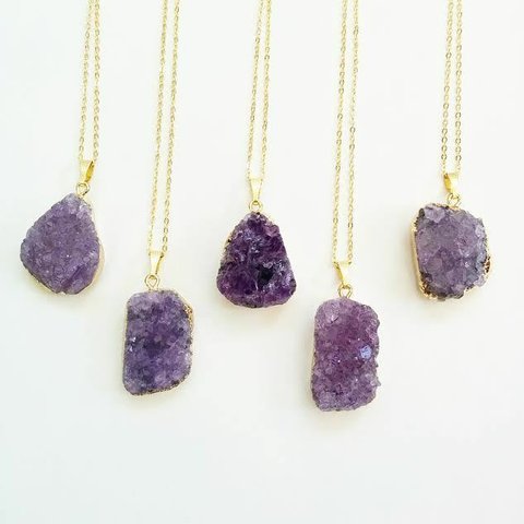 限定amethyst druzy pendant