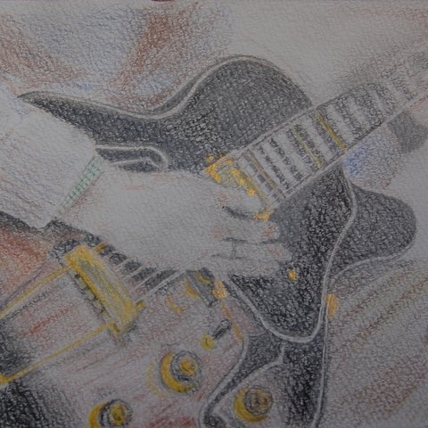 色鉛筆画　“ギター”