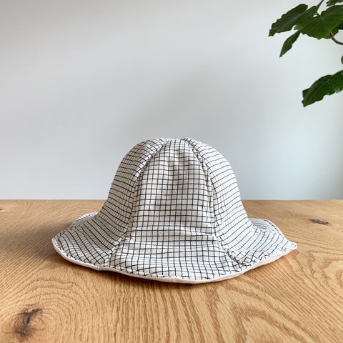 【新作/キルティング】チェックのチューリップハット/キッズ・ベビー用帽子