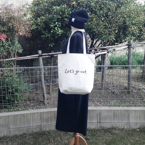 Let's go out ロングLサイズ ロゴトートバッグ