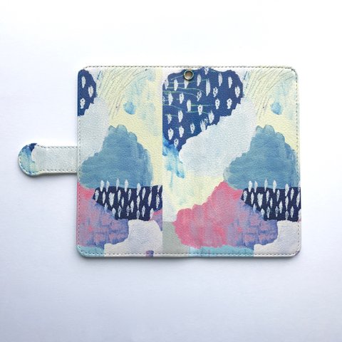 『雨を眺める』アクリル画からデザインした手帳型スマホケース