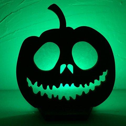 Halloweenかぼちゃランプ　 『かぼちゃ5』　七色に変化するLEDキャンドル付き