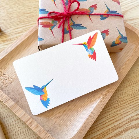 ハチドリのメッセージカード 10枚入 名刺サイズ ギフト ラッピング プレゼント 鳥 かわいい シンプル おしゃれ