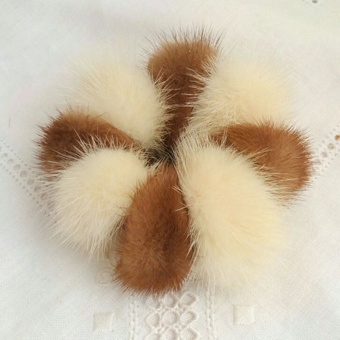 ¶ new antique fur ¶ ポンデリング風パステル＆パールミンクファー２色シュシュ