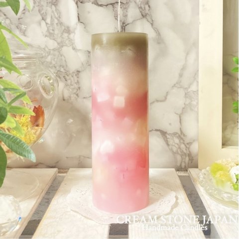 Φ5.1cm×H15cm ペタルキャンドル (グレージュ) № 000737 /Gradation Candle