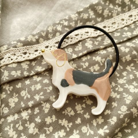 キッズ レジン dog いぬさん ヘアゴム beagle