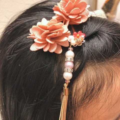 (新作）ピンクフラワーヘアピン