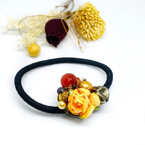 [ヘアゴム]Orange flower hair tie H#1