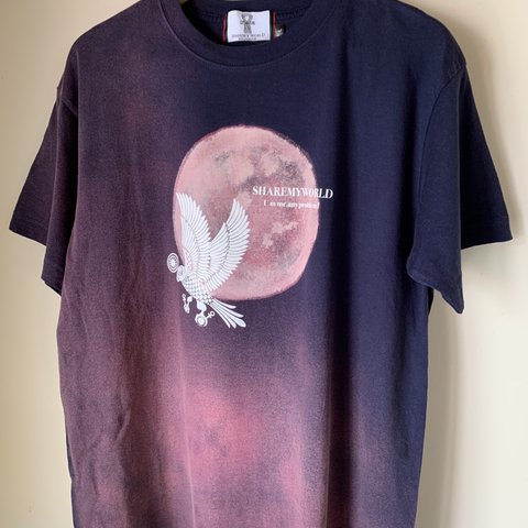 SHAREMYWORLD シェアマイワールド organic cotton Tee navy gradation オーガニックコットン 半袖 Tシャツ【ネイビー グラデーションL】